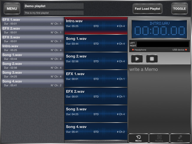 backing track player for iPad